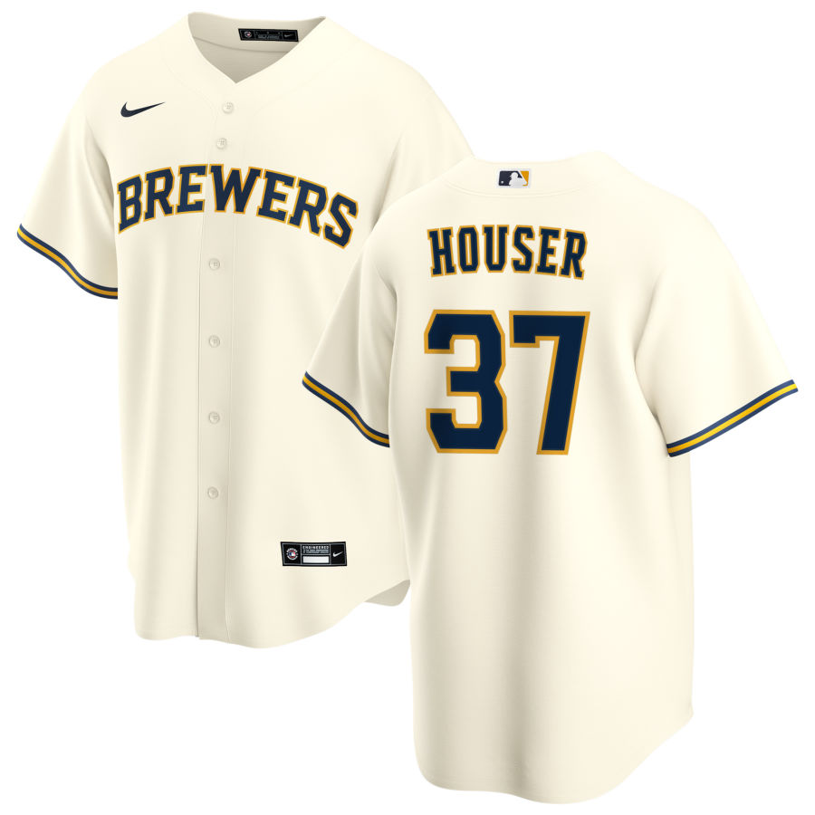 Nike Men #37 Adrian Houser Milwaukee Brewers Baseball Jerseys Sale-Cream